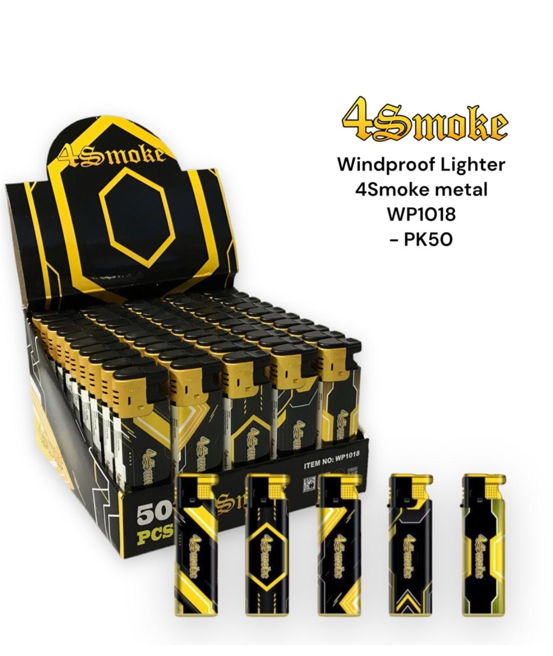 Lighter Windproof 4 Smoke Metal PK50