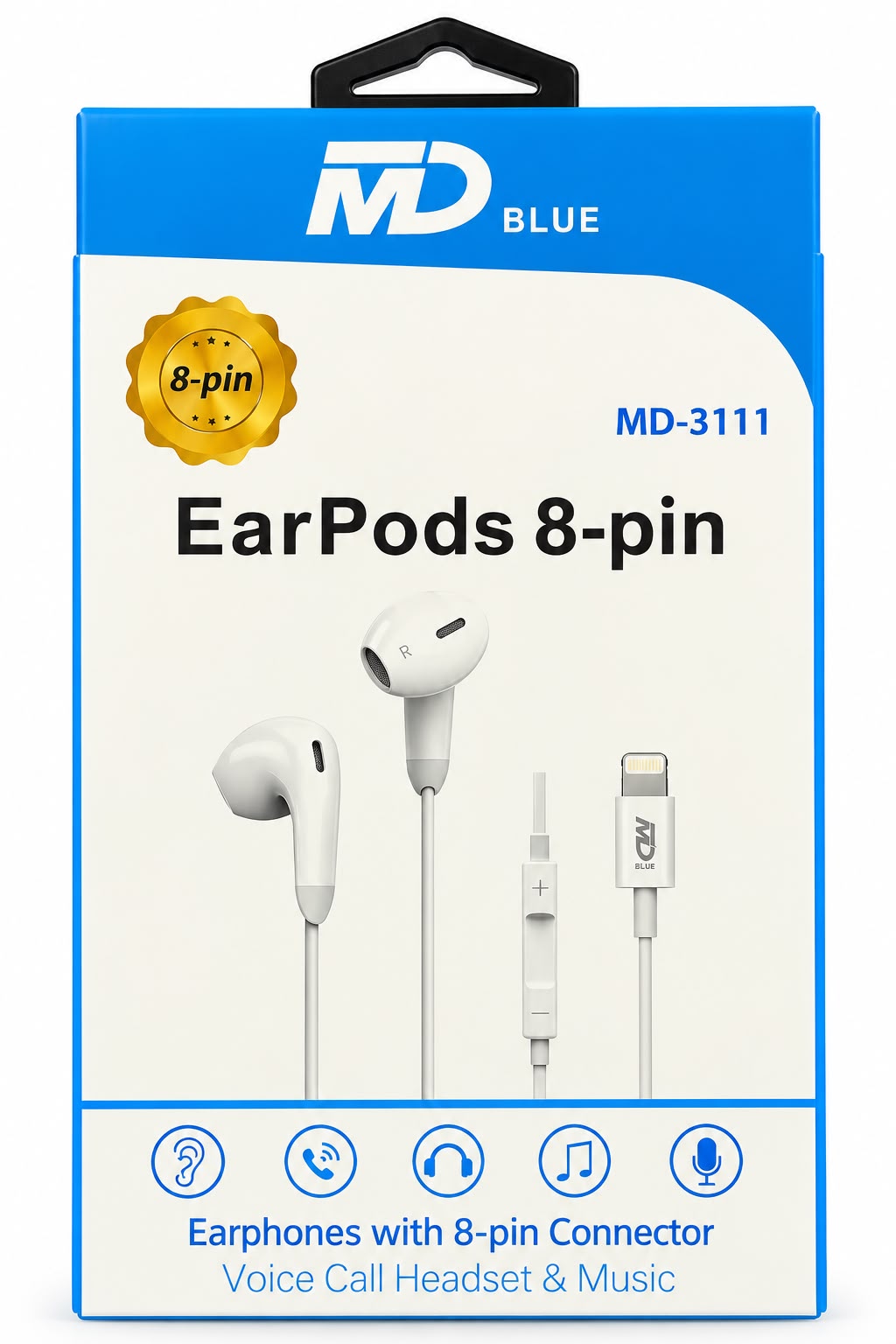 MDblue In Ear Stereo-Headset White Lightning Verbindung MD-3111