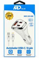 MD Blue – Autoladegerät – 1 x USB-A – 2 x C Anschluss – Schnelllader ...