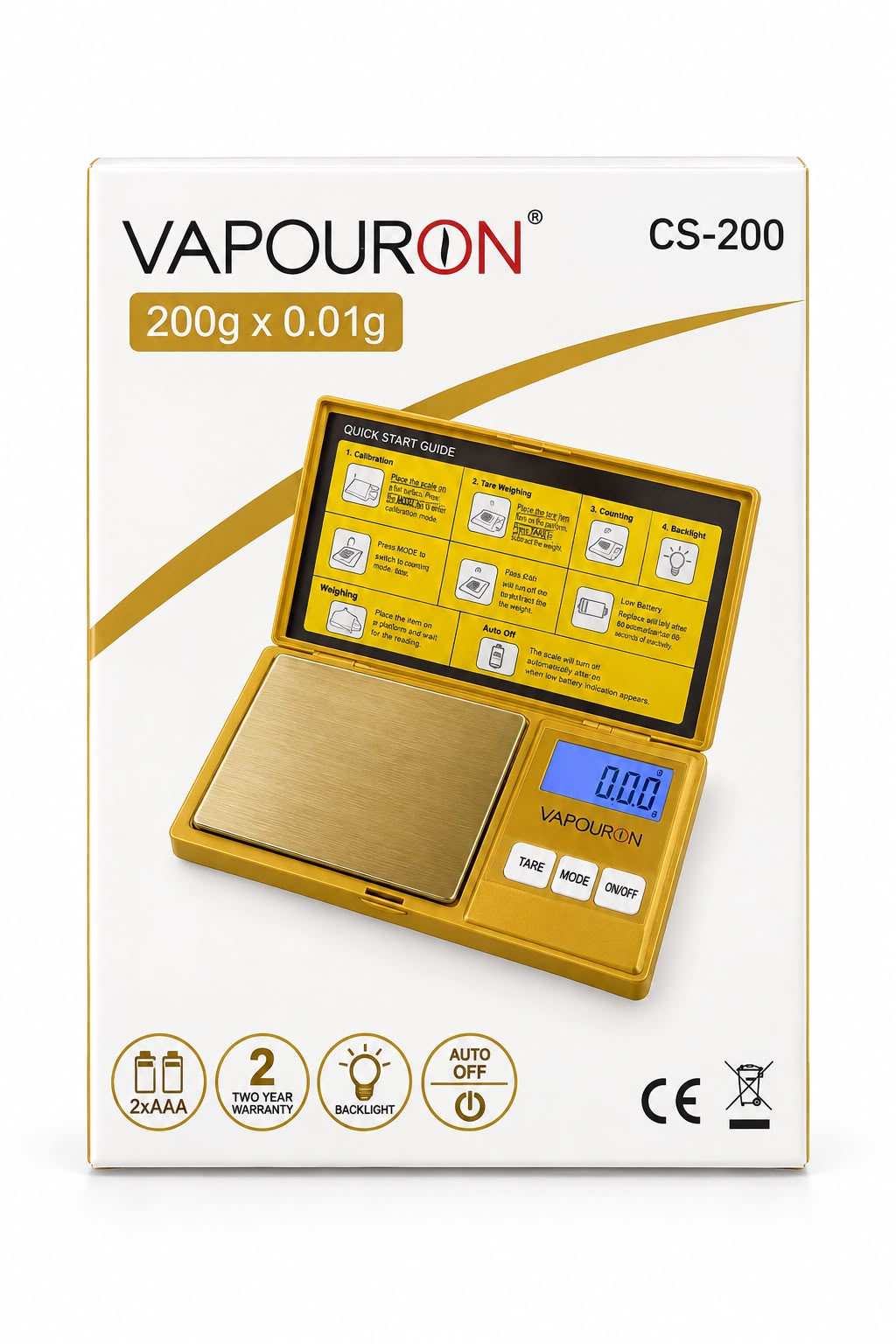 Digital scale 200g - 0.01g 200gx0,01g - CS-200g Gold