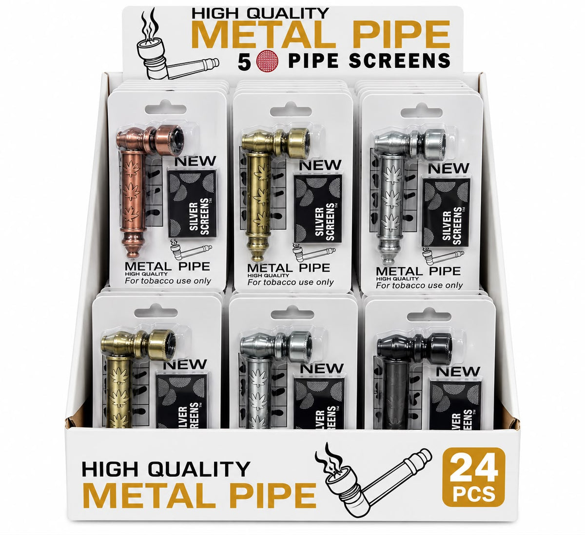 Handpfeifen - Metall Pfeife 4-Fach sortiert - GS1066- 24er Display