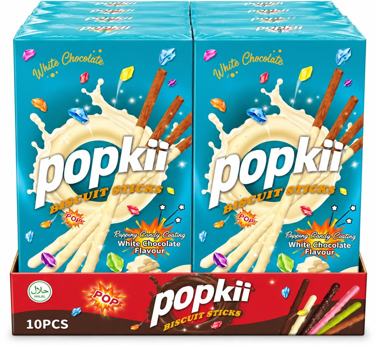 Popkii Biscuit Sticks 40g - 10pcs - White Chocolate Flavour