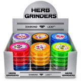 Diamond Leaf Plastic Herb Grinder - 60 mm - 24er Display