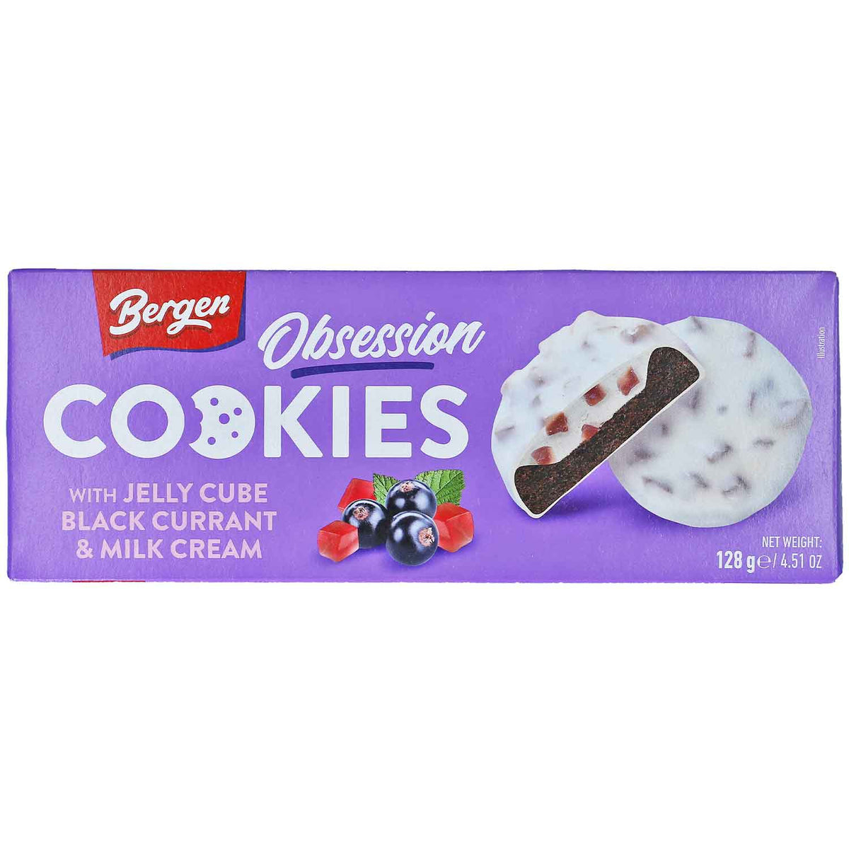 Bergen Cookies with JELLY CUBE BLACK CURRANT & MILK CREAM 128g