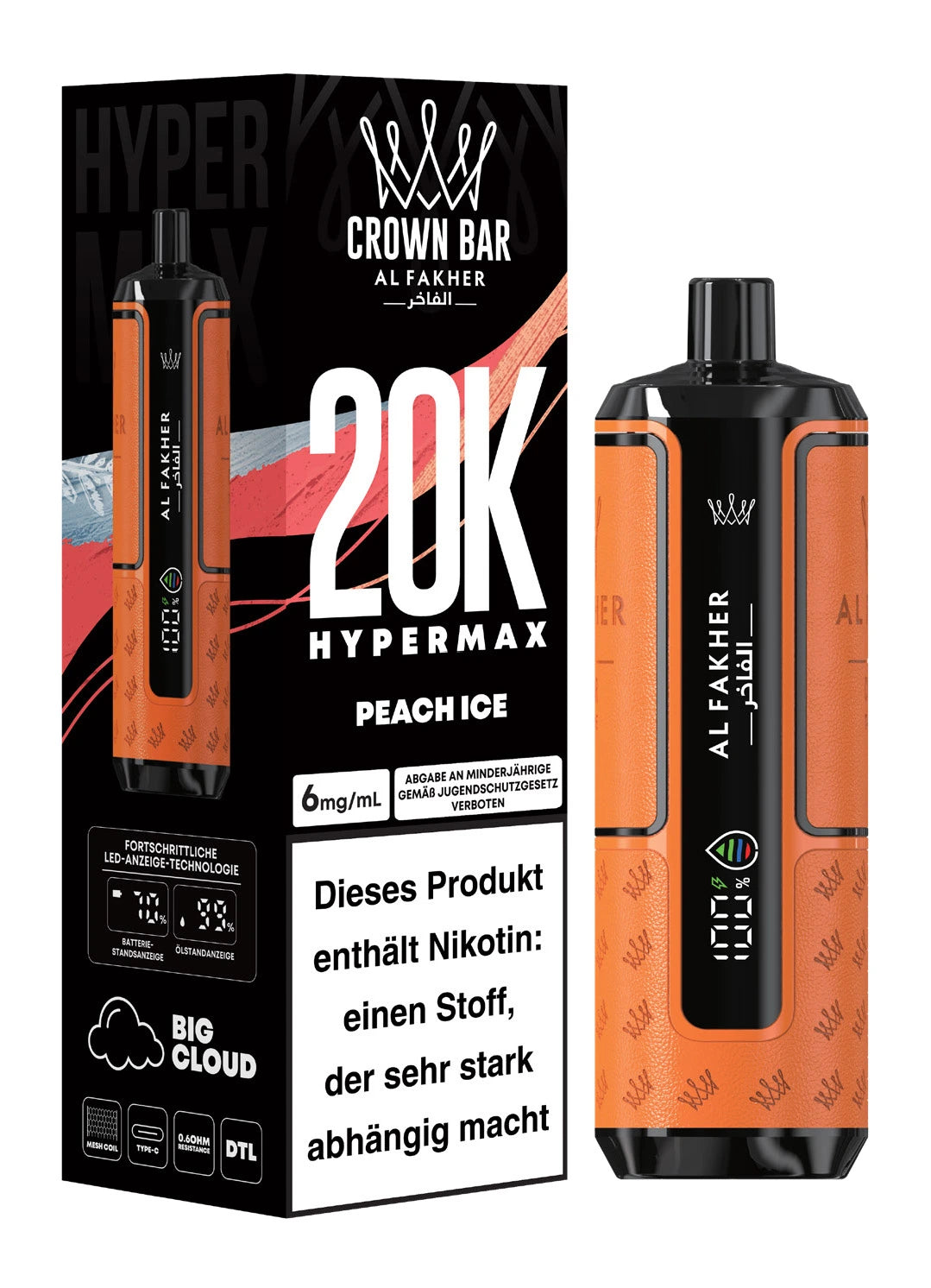 Crown Bar Al Fakher 20k Hypermax – Peach Ice