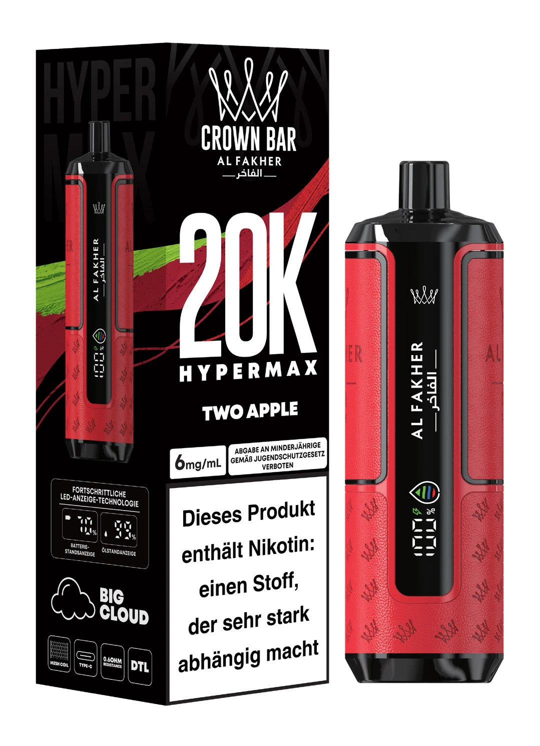 Crown Bar Al Fakher 20k Hypermax – Two Apple