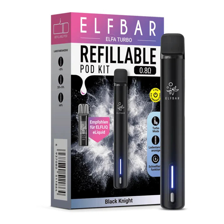 ELFBAR ELFA Turbo Pod Kit– Dark Knight (inkl. 0.8 Ohm Refill Pod) - 10 Stück