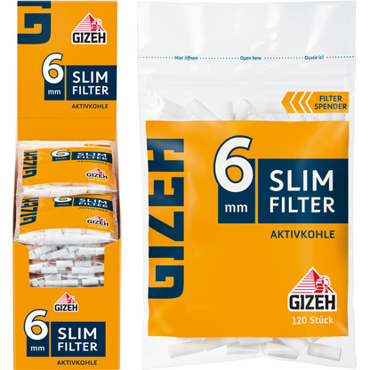 Gizeh Slim Filter - Aktivkohle- 6 mm Filter