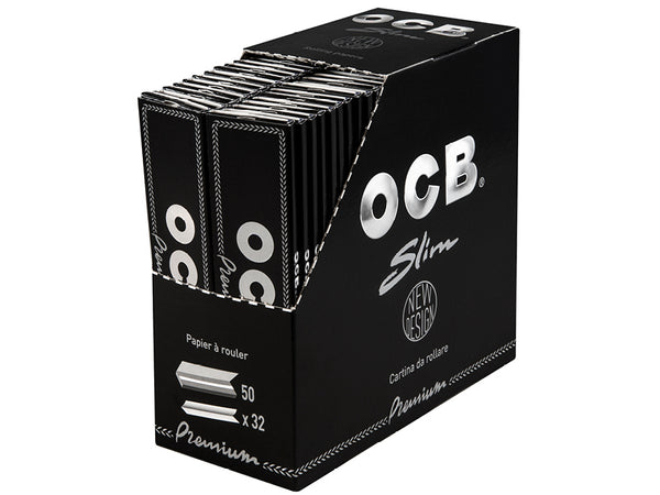 OCB Premium Slim – 50 Heftchen à 32 Blatt – Langes schwarzes Papier