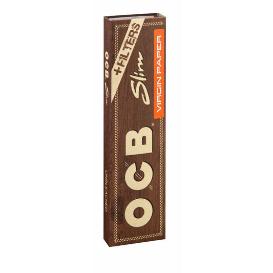 OCB Brown KS Slim + Tips. Rolling Paper PK 32