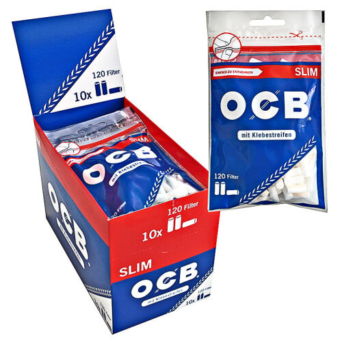 OCB Filter Slim 6mm, mit Klebestreifen, 10 Beutel je 120 Filter