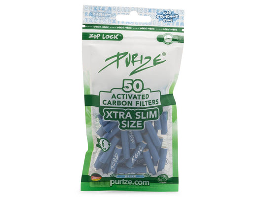 PURIZE Activekohlefilter Xtra Slim Size | 50er Beutel 6 mm - Blau
