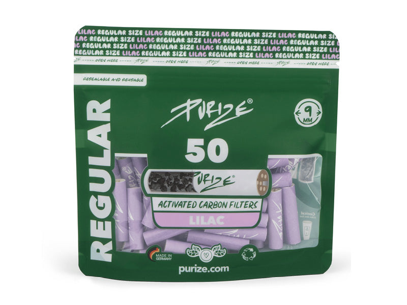 PURIZE Activekohlefilter Regular Size | 50er Beutel 9mm - Lila