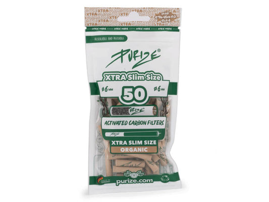 PURIZE Activekohlefilter Xtra Slim Size | 50er Beutel 6 mm - Organic