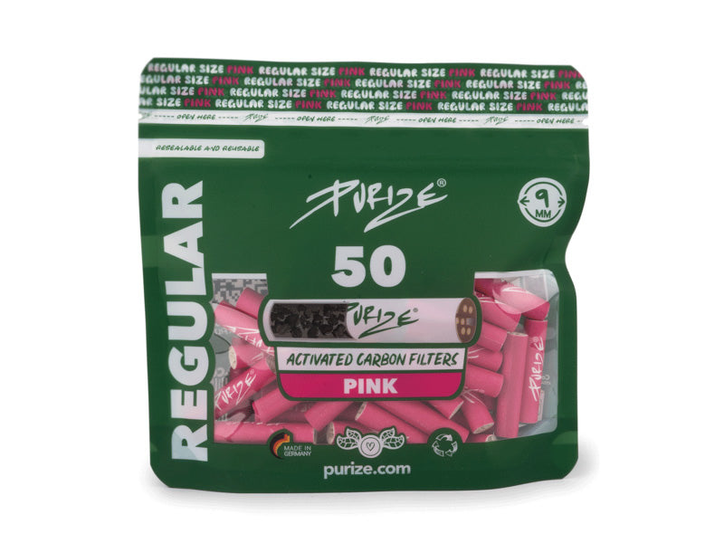 PURIZE Activekohlefilter Regular Size | 50er Beutel 9mm - Pink