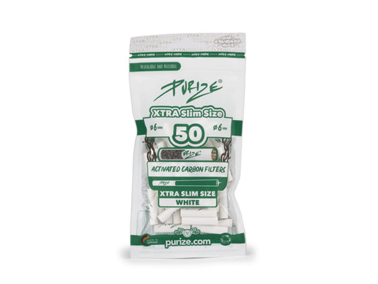 PURIZE Activekohlefilter Xtra Slim Size | 50er Beutel 6 mm - White